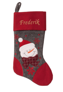Julesok med navn og snemand