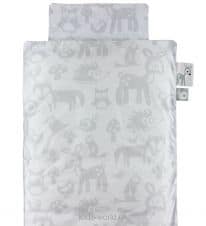 Baby sengetøj med Skovens Dyr i grå